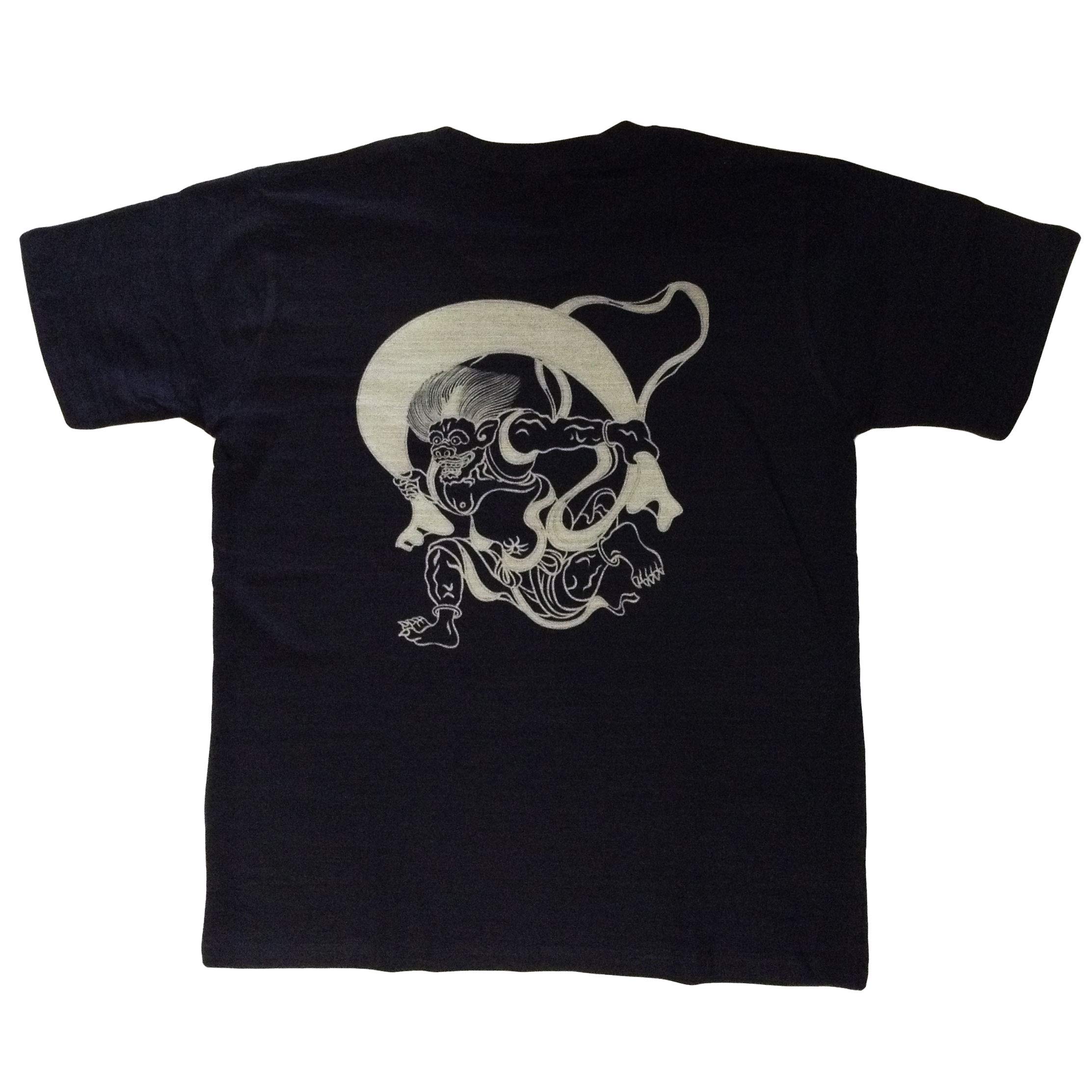 

Edoten Fuujin Japanese Discharge Dyed on Tasteful Slub Sizes LL Men s 6.8 oz. T-Shirt, Pattern, Fabric, Black, (XL)