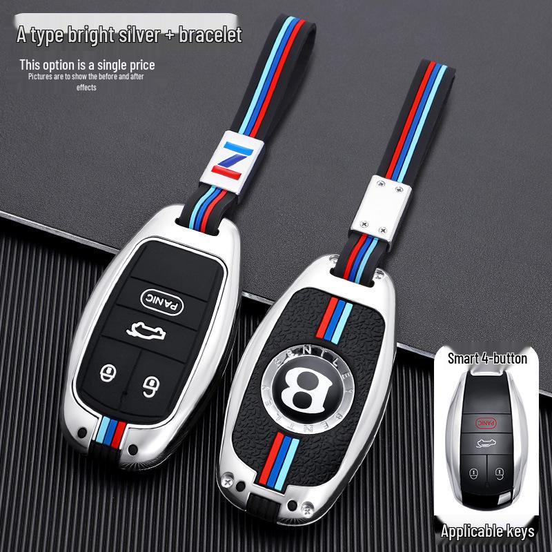 Bentley Key Case for Bentayga, Mulsanne, Flying Spur, Continental GT - High-Grade Metal Shell Key Bag for Men and Women