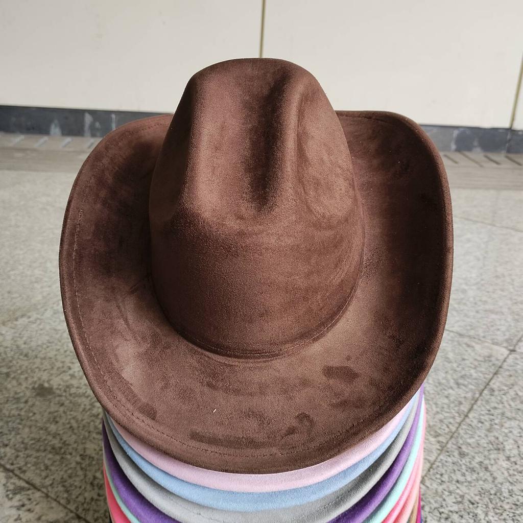 Suede Cowboy Hat Men And Women Curled Brim Western Cowboy Hat Solid Color Classic Hat Cowboy Hat Chapeau Homme