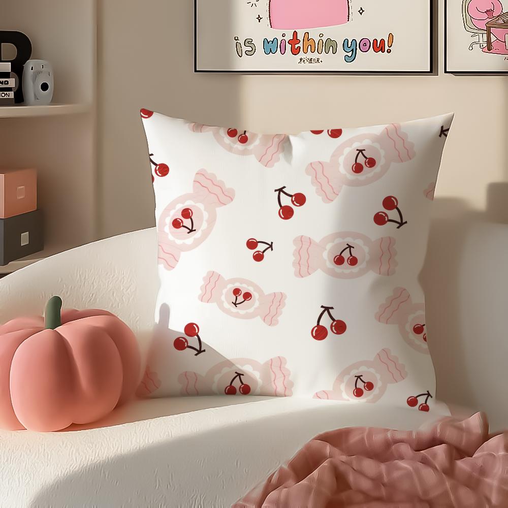 Cute Sweet Pink Candy Art Vibe Cushion Cover Pillowcase Short Plush Invisible zipper Room Sofa Cushion Cover