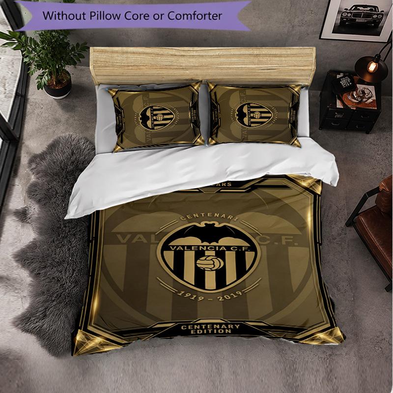 Valencia FC Themed Bedding 3Pcs Duvet Cover Set Decorative Bed Linen For Teen Room Home Decoration