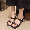 Fashion Designer Summer Women Square Toe Slippers Fashion High Heel Slide Ladies Casual Dress Evening Party Shoes