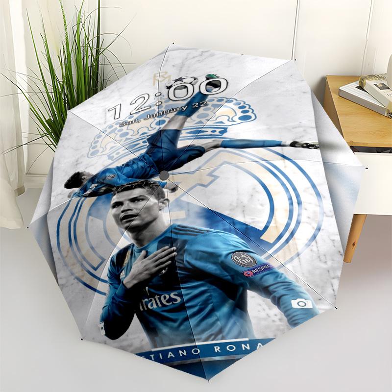 Juventus Cristiano Ronaldo Celebration Automatic Umbrella Compact 8-Rib Design Lightweight for Women/Men Fashionable Accessory Birthday/Christmas Gift