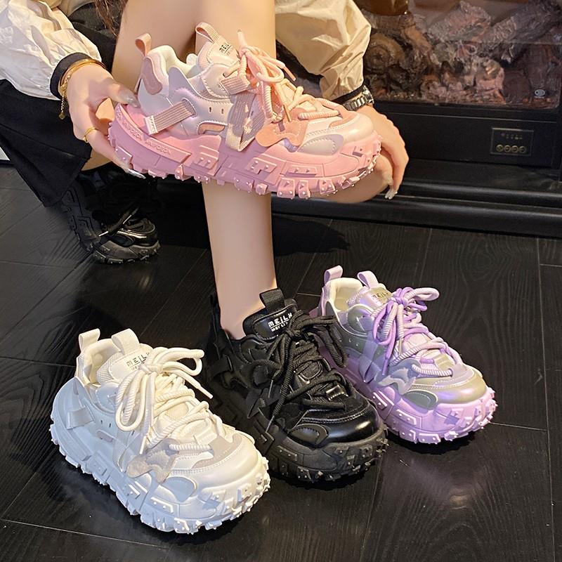 Fashion 2025 New Summer Breathable Women Thick Sole Casual Shoes Fashion High Heels Women Wedges Heels Sneakers Trainers Platform Shoes