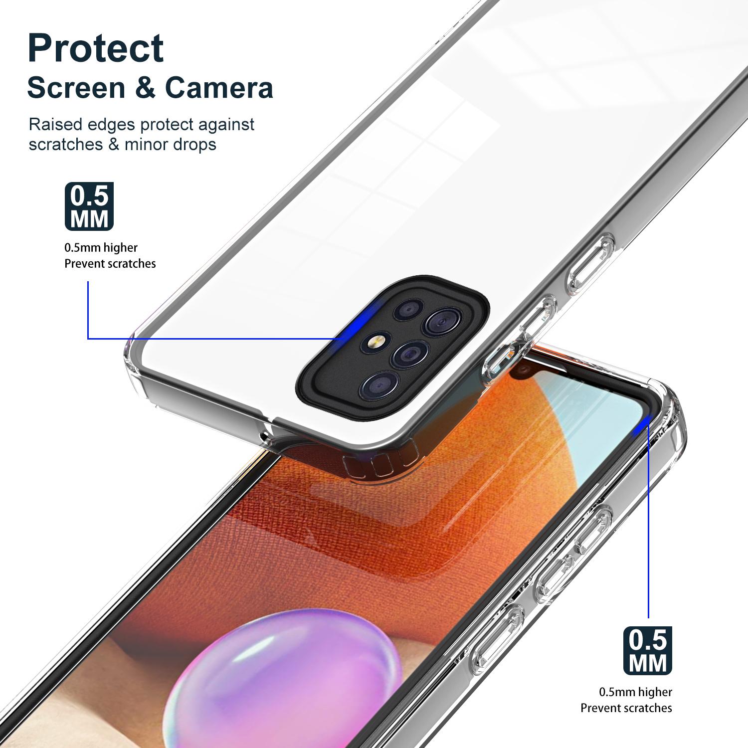 

For Samsung Galaxy A71 4G SM-A715 TPU PC Phone Case 3-in-1 Clear Phone Cover with Camera Frame Black