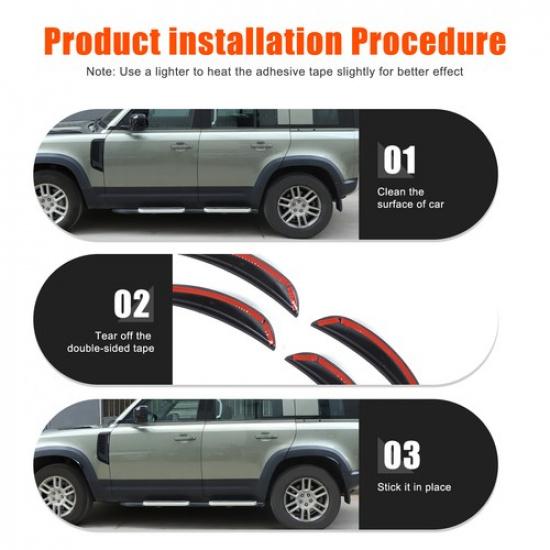 Glossy Piano Black ABS Wheel Eyebrow Trim Cover For LR Defender L663 +