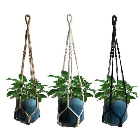 Geantă Netă pentru Ghiveci de Flori Suspendat de 35 Inch Suport pentru Plantator Împletit Manual Stil Nordic Coș de Perete din Frânghie de Cânepă pentru Ghiveci de Flori Plantă Verde Horticolă