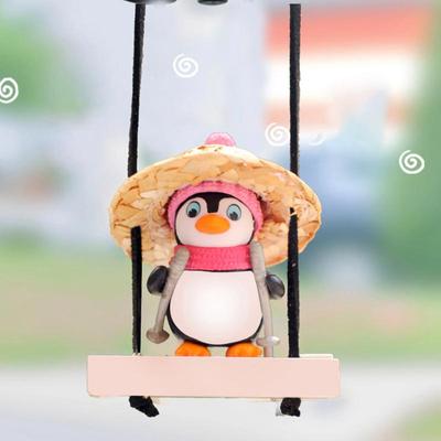 Car Swinging Ornament Cute Penguin On Swing Decoration for Auto Rear Mirror Cute Charm Automotive Hang Ornament Interior Decor