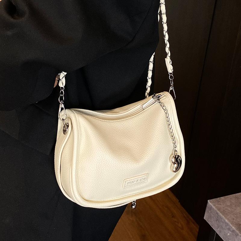 Popular wholesale niche simple lychee pattern texture underarm small bag casual commuting versatile chain messenger bag female