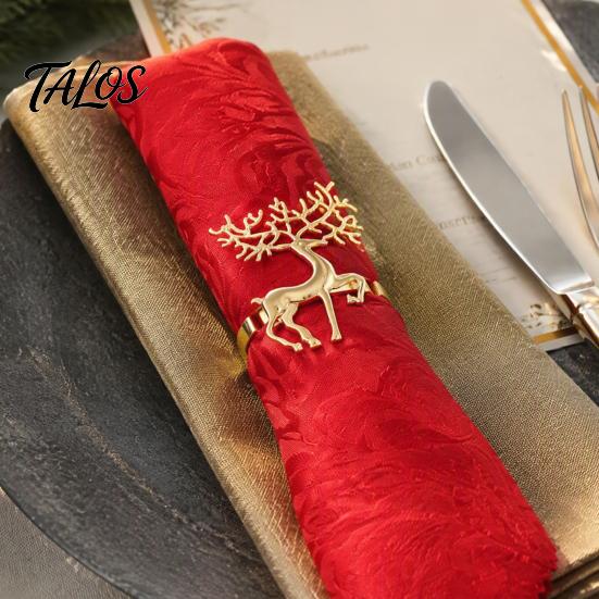 Festive Napkin Decor Christmas Deer Ring, Alloy Elk Holder, Holiday Metal Holders for Table Ring Winter Party Dining Decoration Rings Dinner