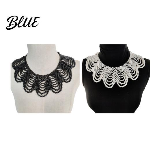 Stylish Statement Piece Faux Pearl Bib Necklace Hollow Design Choker