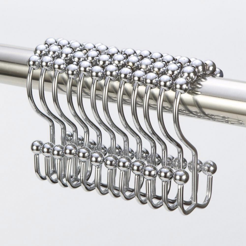 Shower Curtain Hooks Rustproof Curtain Rings Stainless Steel Curtain Hooks Roller Glide Shower Hook Ring for Window Shower Rods