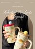 570ML Super Cute Cute Pet Straw Cup, Girlfriend Couple Cartoon Ceramic Mug with Lid,Office Drinking Cup,Milk Juice Cup,Girl Gift
