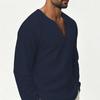 Men's Long Sleeve V-Neck Shirt, Casual Breathable Color Loose Fit Top for Spring Fall Beach