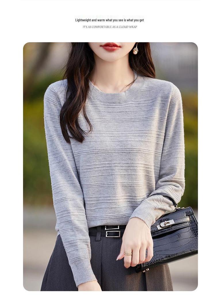 New Women's Plus Size Thick Wool Sweater - Round Neck, Loose Fit, Knitted Pullover for Autumn and Winter