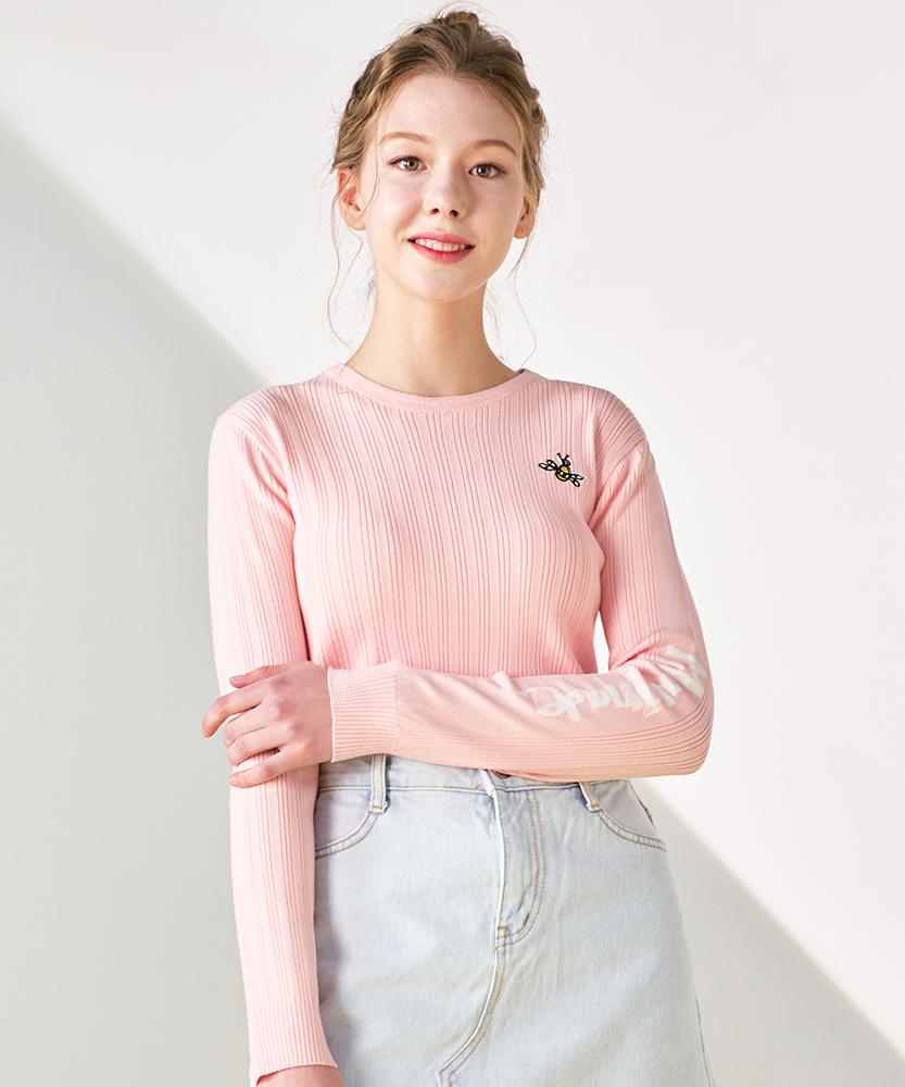 MARINADE Slim Fit Ribbed Lettering Knit - 3 Colors