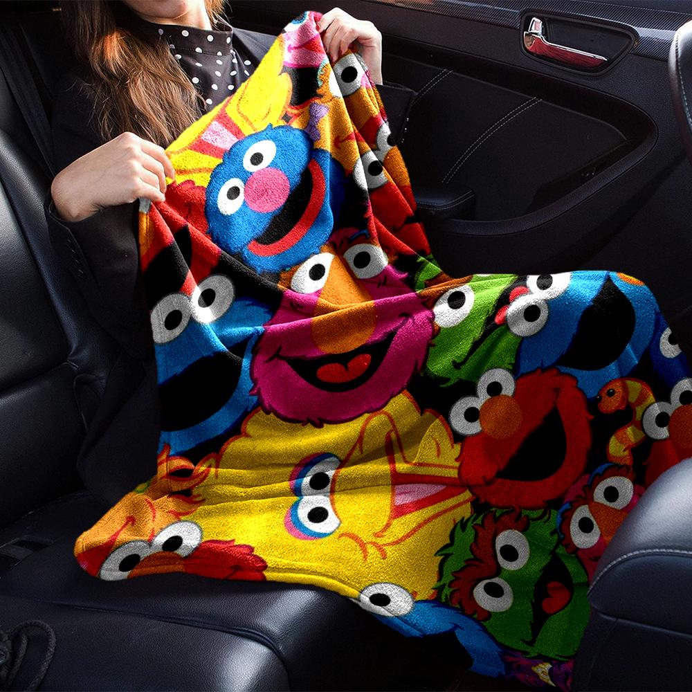 Sesame Street Theme Printed Blanket - Perfect for Couch, Bed, Travel & Outdoor Use | Machine Washable, Cozy & Durable.