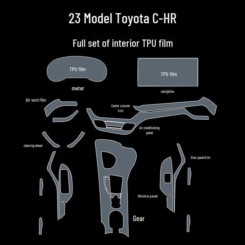 Interior Protective Film for New Toyota CHR IZOA: Center Console, Navigation, Gear Shift, Dashboard Decoration Car Accessories