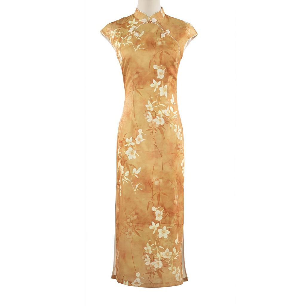 Guofeng Chinese Style Yellow Cheongsam Improved Young 1011 New Women's Retro Slim Waist Short Sleeves Can Be Worn Daily