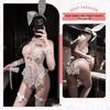 Sexy Bunny Temptation Lace Lingerie Set with Open Crotch Pajama Style.
