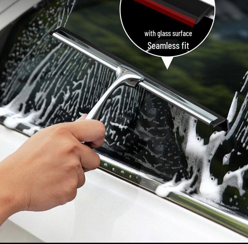 Stainless Steel Silicone Window Squeegee - Ideal for Cleaning Glass in Bathrooms, Restaurants, and Hotels.