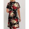 JKASHDK Dámská móda Léto Jaro Květinový potisk Krátký rukáv Výstřih do O Volný pas Neformální šaty