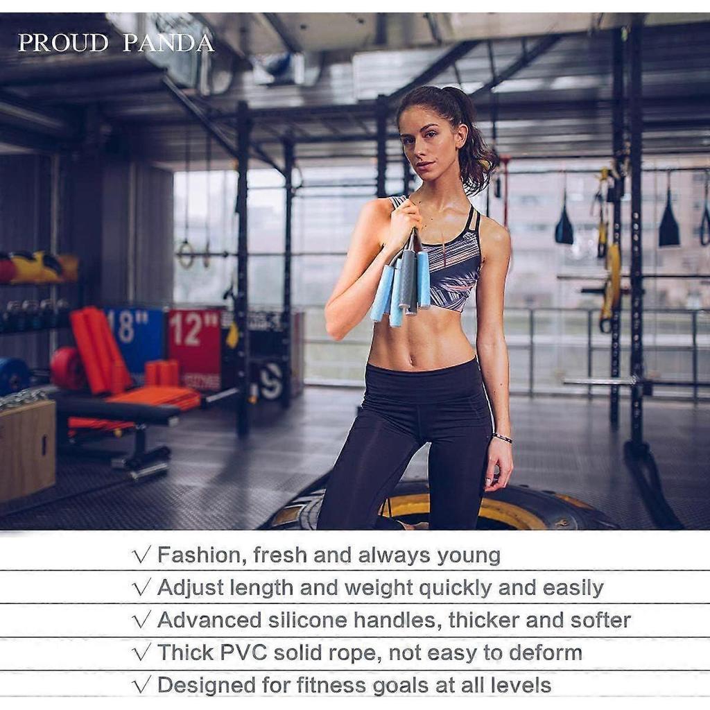Weighted Jump Rope Workout - 1LB Professional Jump Rope with Adjustable Length, Silicone Comfort Grip, Heavy Duty Skipping Rope for Adult Fitness Wome