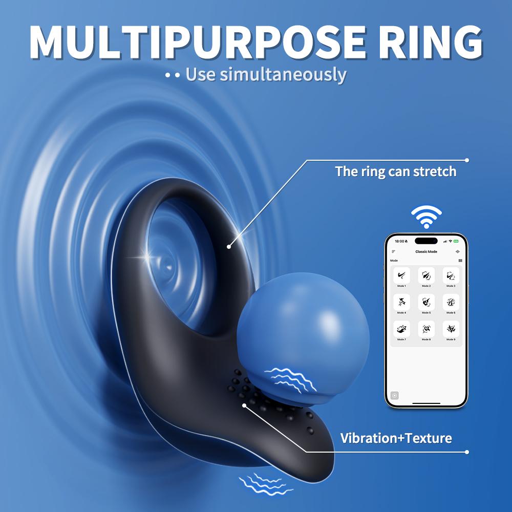 APP Control Vibrating Cock Ring Male Ejaculation Delay Penis Ring G Spot Clitoris Clit Stimulator Sex Toy for Couples Universal Size Scrotum Trainer