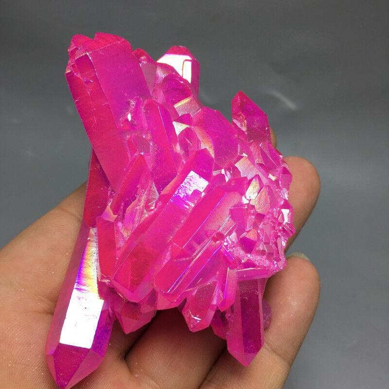 Natural Titanium Druzy Quartz Cluster Crystal Red Geode Gemstone Decor Specimen