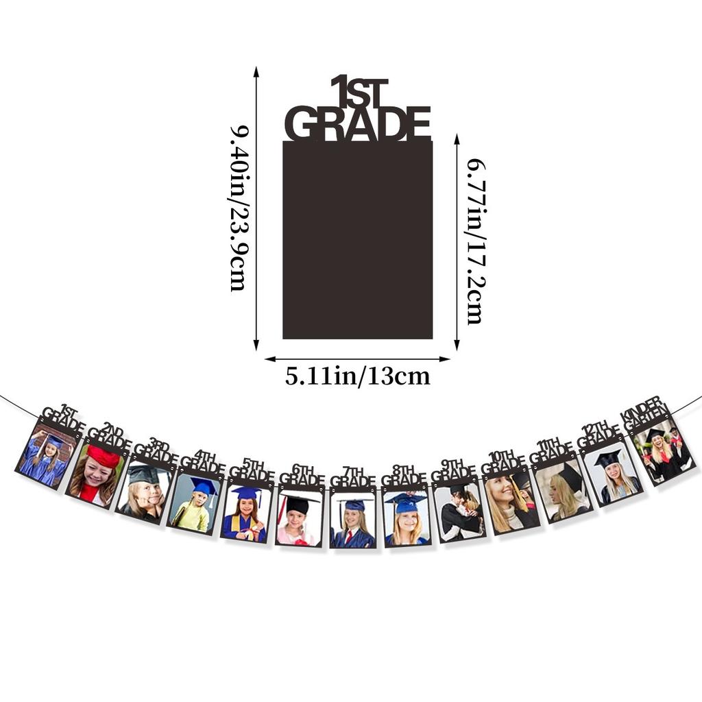 2024 Graduation Photo Frame Banner Flag Graduation Party Decor Kindergarten 12th Grade High School University Graduation Banner