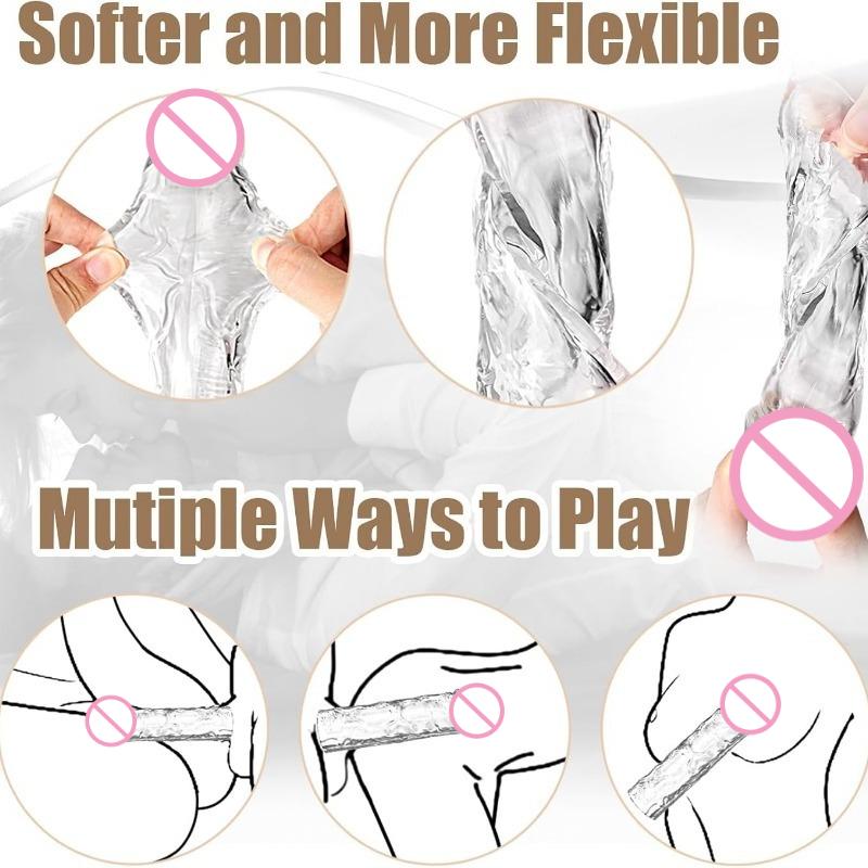 3 pezzi/set Manicotto per pene riutilizzabile Morbido Trasparente Manicotto per pene Estensore per pene Giocattoli sessuali per adulti per uomini Ingranditore per pene resistente