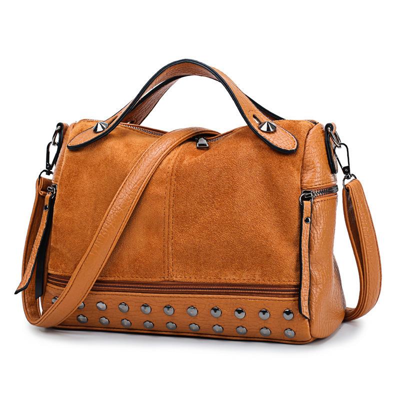 Women's bag Rivet handbag Fashion matte locomotive bag Women's shoulder bag