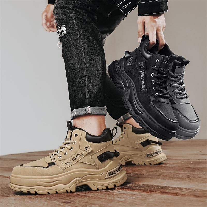 New Fashion Autumn And Winter Men's High Top Martin Boots Students Male Boys Trending Soft Sole Work Shoes Labor Protection Martin Sneakers