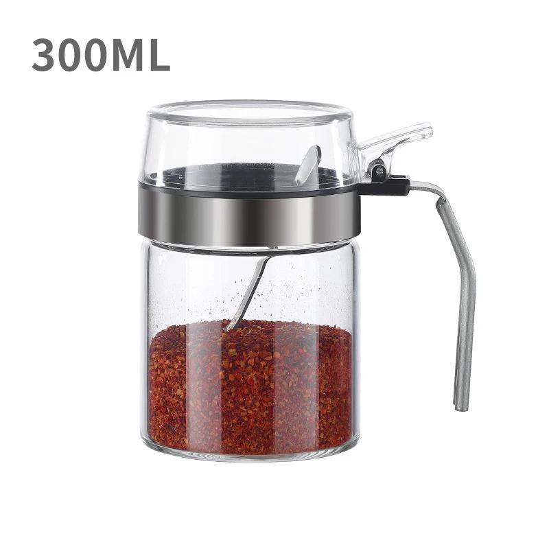Mini Clear Glass Spice Jar Container Set with Airtight Lids Spoon Glass Kitchen Storage Bottle Accessories