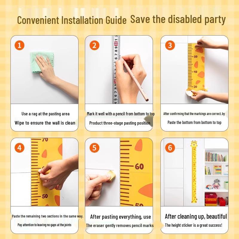 Children's Removable Cartoon Height Wall Sticker Ruler