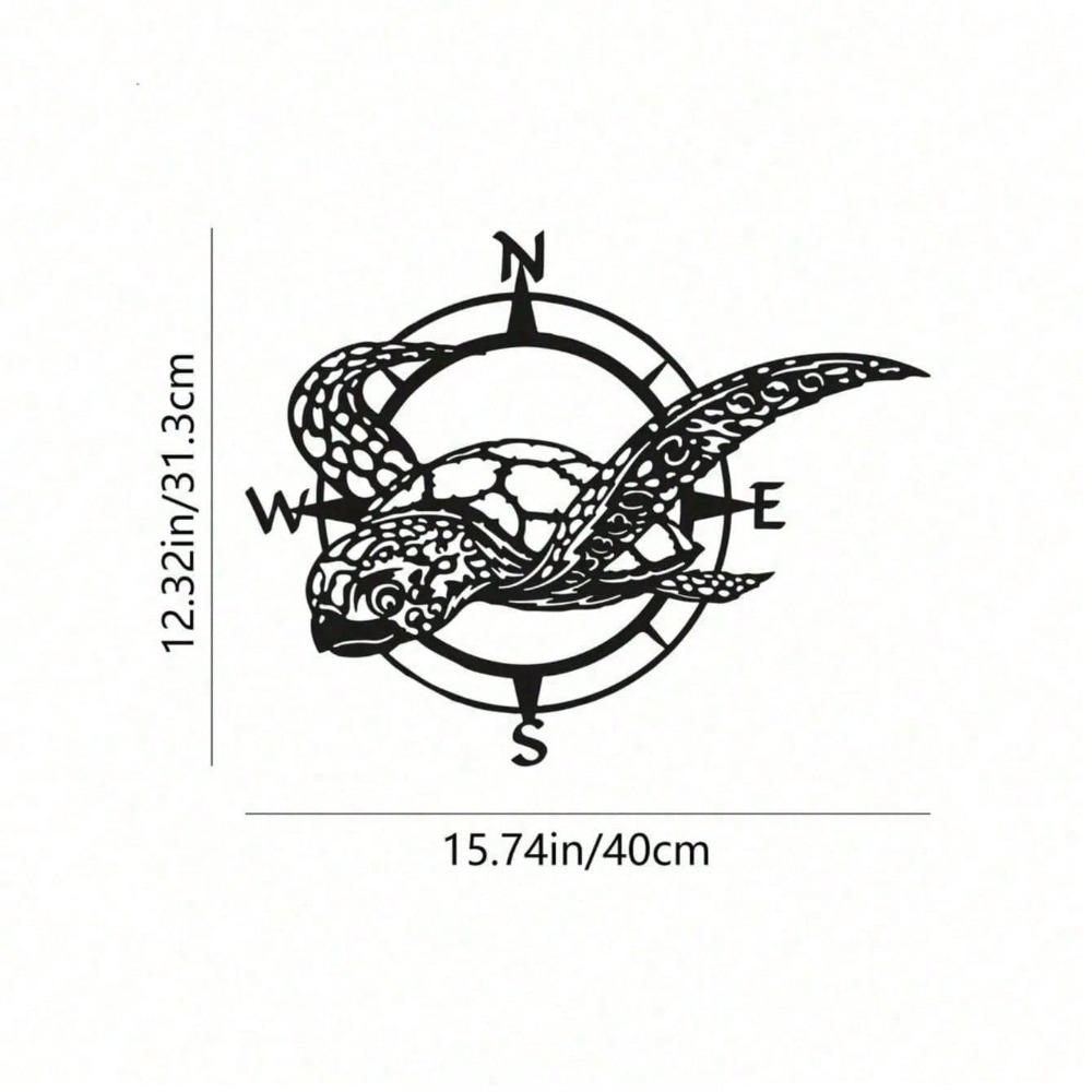 

Vintage Sea Turtle Compass Metal Wall Art, Nautical Decor for Beach House, Ocean Themed Living Room Kitchen, Outdoor Garden Accents, Housewarming Gift різнокольоровий