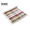 Breathable Office Chair Mat Cotton Linen Pad with Ties, Square Summer Seat Lace Decorative Trim, 15.75" x Washable for Dining Rattan