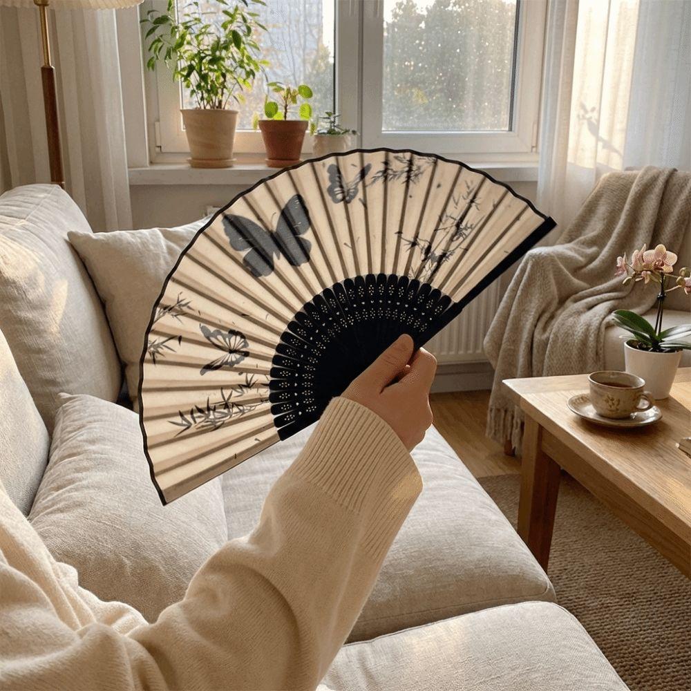 Vintage Silk Folding Fan Chinese Style Classical Dance Fan Decorative Fan  Wedding Gifts