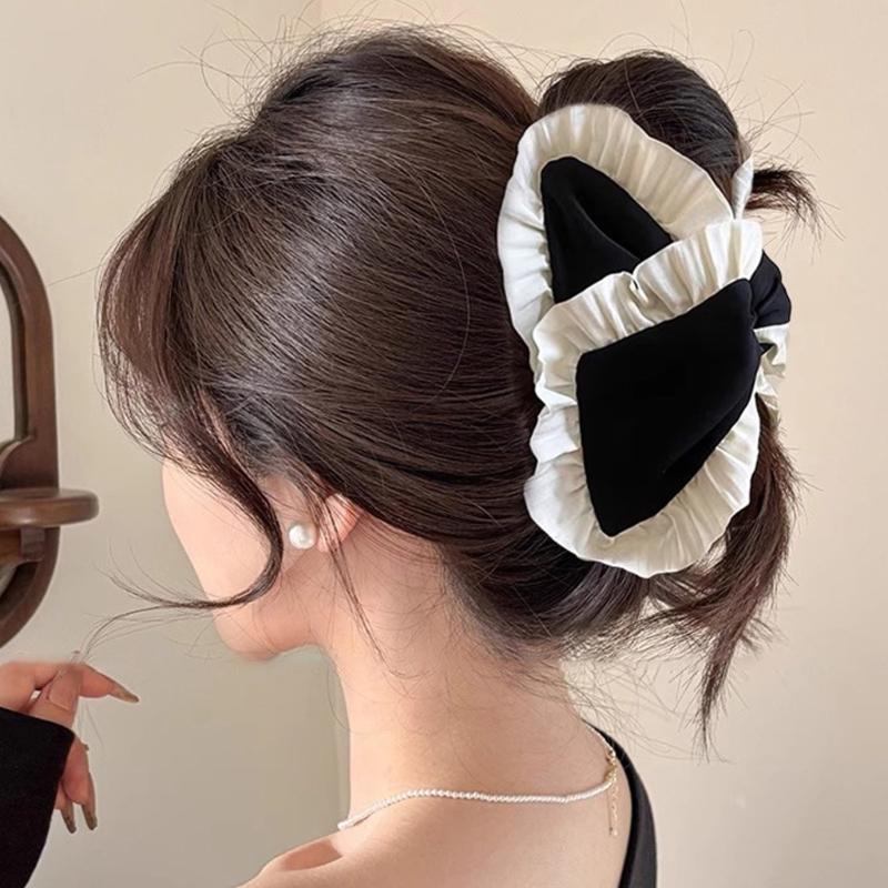 Large Fabric Bowknot Hair Clip For Women Everyday Hair Styling Comfortable Ponytail Holder for Formal Event Casual Wear