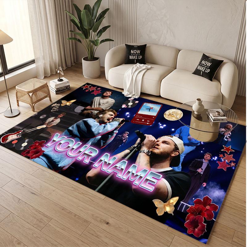 Custom Name Crystal Velvet Rug,Alex Warren Comfortable Anti Slip Floor Mat For Room Decoration