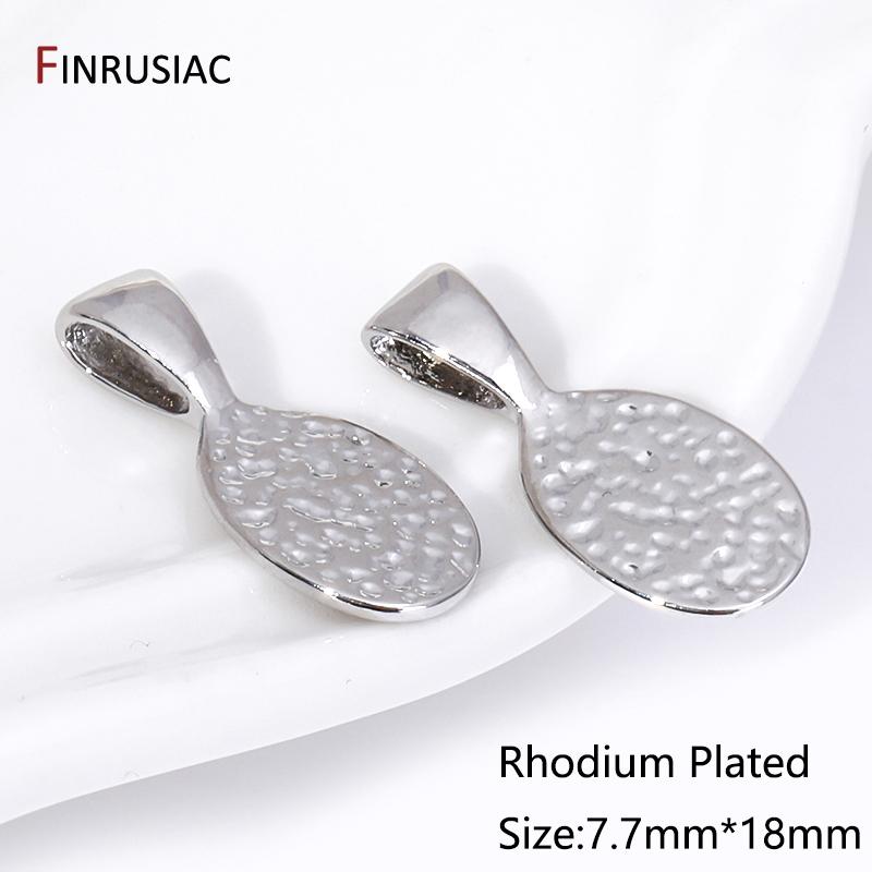 

Trendy Rhodium Plated Brass Oval Pendant Bail Connector,Glue-On Pendant Bails With Ring For Bracelet Necklace Making Supplies 2 pieces