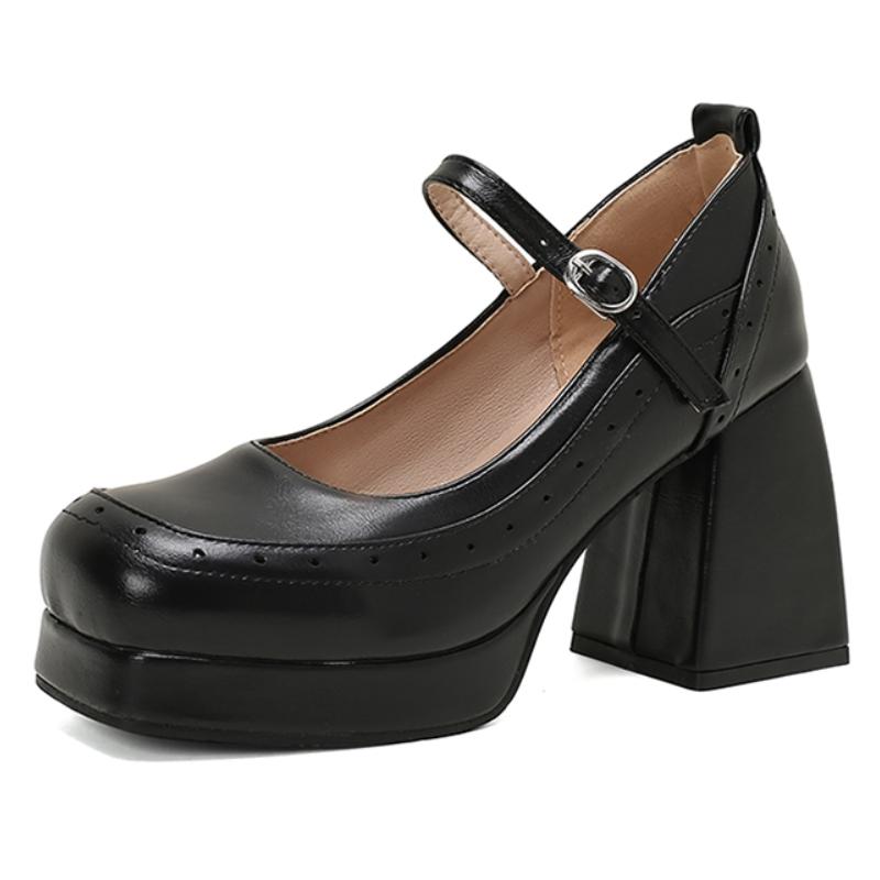 Fashion Elegant Women's High Heels Mary Janes Shoes Pumps Platform Large Size 45 Black Gray Red Heeled Dance Party Wedding Shoes Female