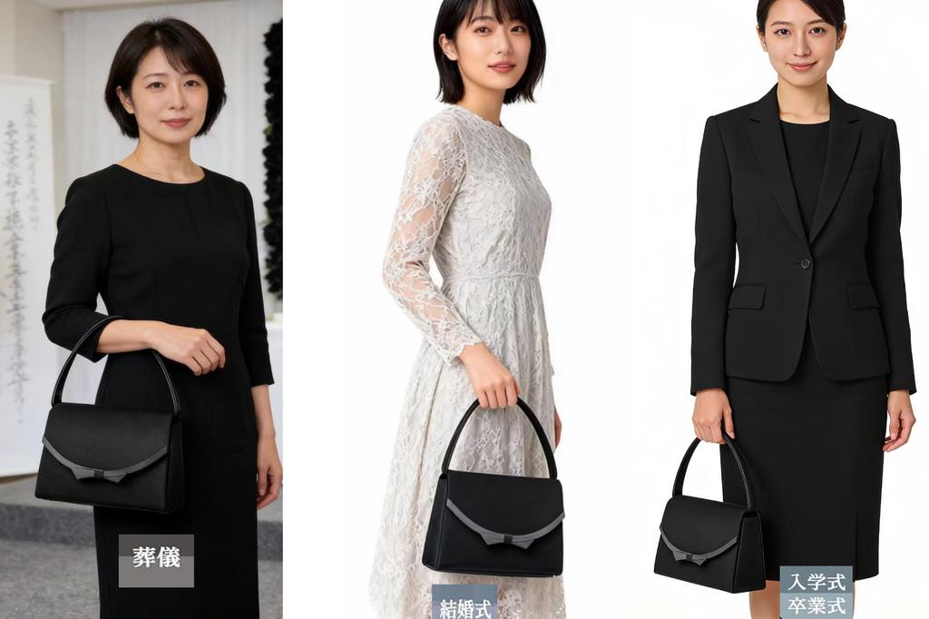 Gurina Women's Black Formal Bag, Large, Water-Repellent, Perfect for Weddings, Funerals, Entrance Ceremonies, Graduations, and More