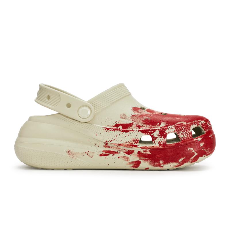 Crocs Crush Clog 811 Manufacturing Truth Scene Special Shoe Box Ink Splashing Poop Feeling Hole Shoes Unisex Bone White Red