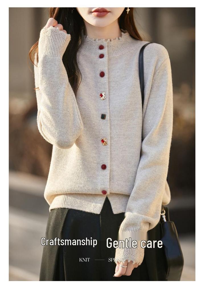 2026 Colorful Women's Slimming Knit Button Cardigan, Plus Size Autumn/Winter Sweater Coat