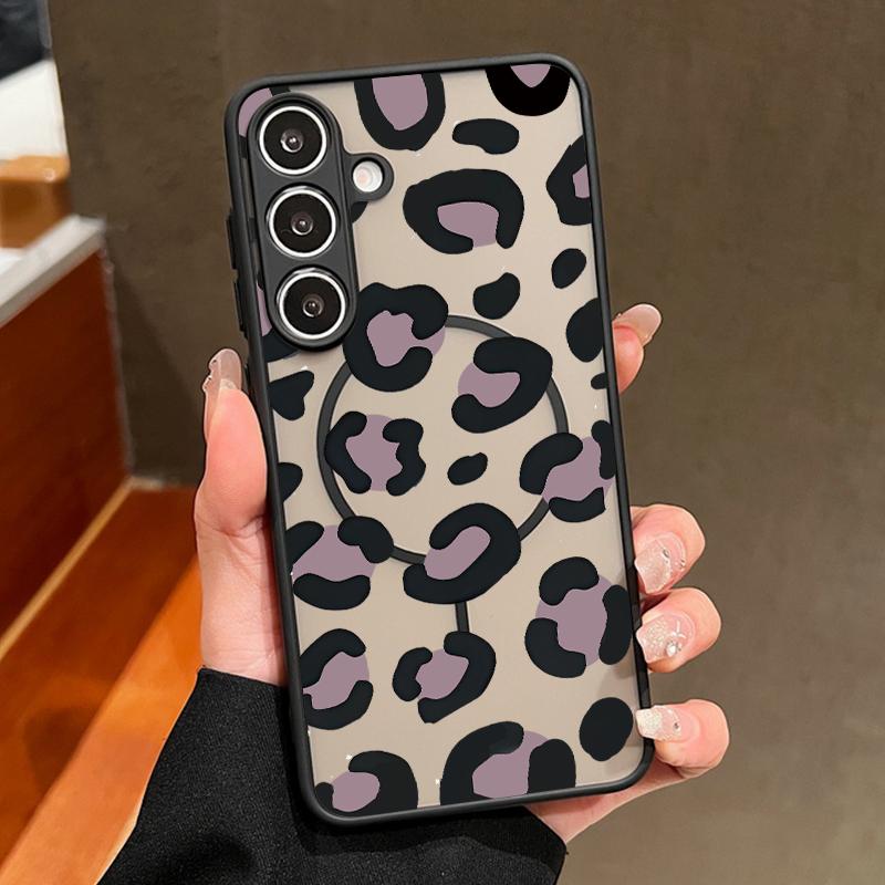 

TPU Magnetic Phone Case For Samsung Galaxy S26 S25 S24 S23 S22 Ultra Plus S25 S24 S23 FE Leopard Milk Cow Pattern PC Back Cover Galaxy S26
