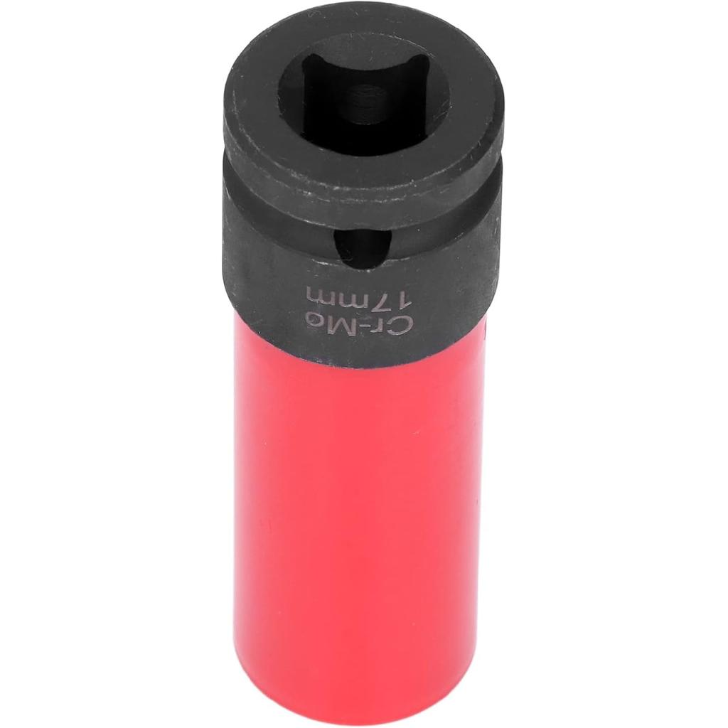 AMAKO 17Mmx6 Flower Design Lug Nut Remover Tool Red & Black Car Wheel Lug Nut Socket for, S Class W221, Cl, Aveo, Cruze, 1.6L 1.8L 16V Engines