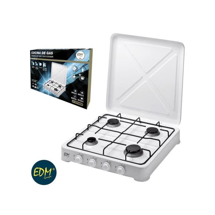 EDM 4-burner Gas Hob - UDP - White - Power 5850W - Outdoor Use