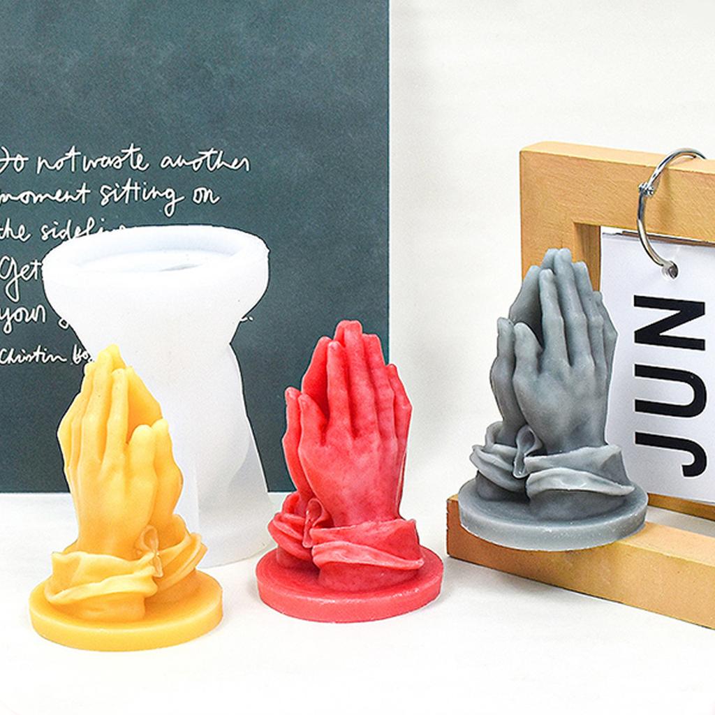 3D Hands Foldedh Silicone Mold Buddhas Beads Hand Candle Mould Handmade Scented Candle Making Mold Soap Mould for Prayer
