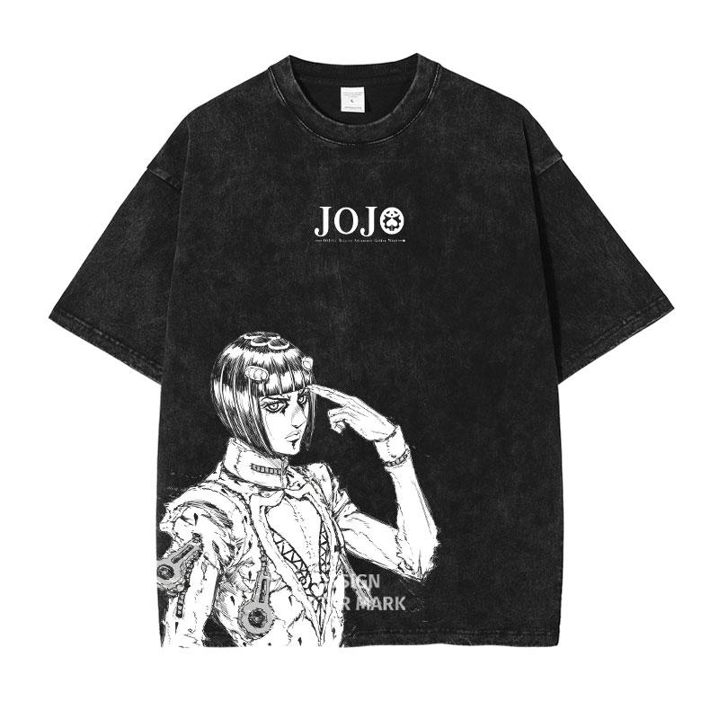 JoJo's Bizarre Adventure Manga T-shirt Anime Graphic Print T Shirt Men Women Clothing Short Sleeve Tees Washed Oversized Tshirt